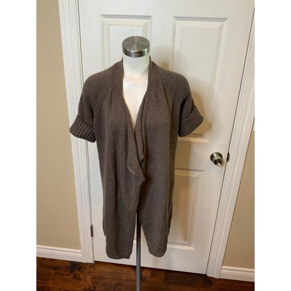 Vince Brown Wool Blend Knit Short Sleeve Cardigan, Size S - Picture 1 of 5